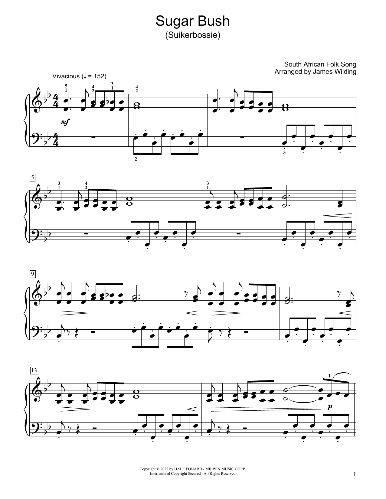 Produktbild zu: Sugar Bush (Suikerbossie) (arr. James Wilding)