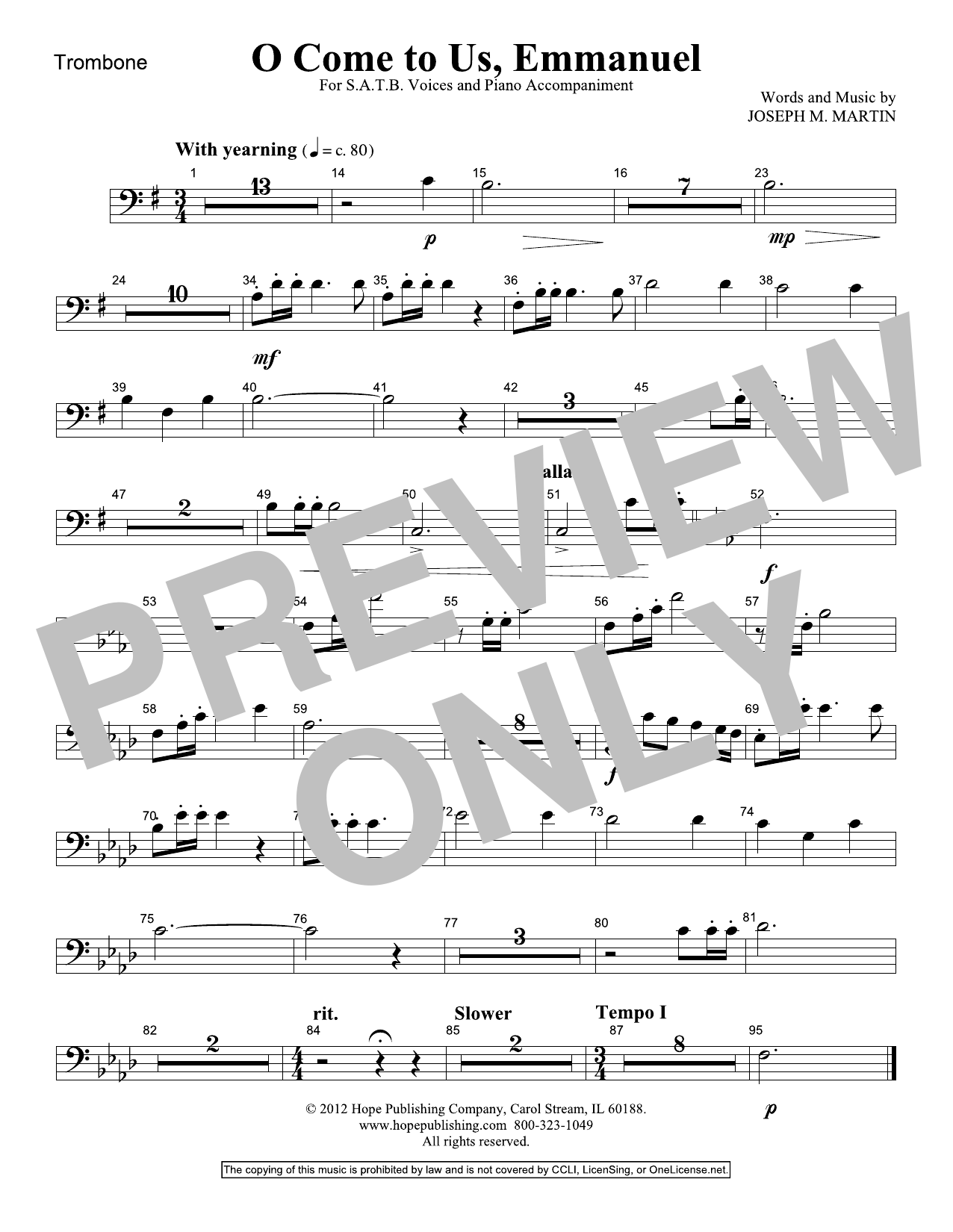Produktbild zu: O Come To Us, Emmanuel - Trombone