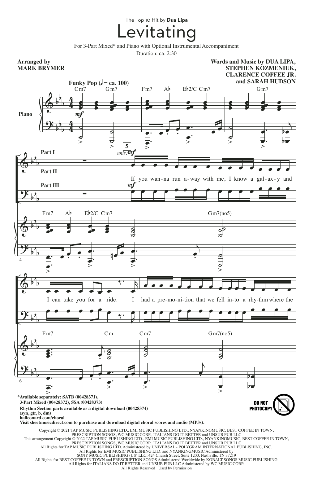 Produktbild zu: Levitating (arr. Mark Brymer)