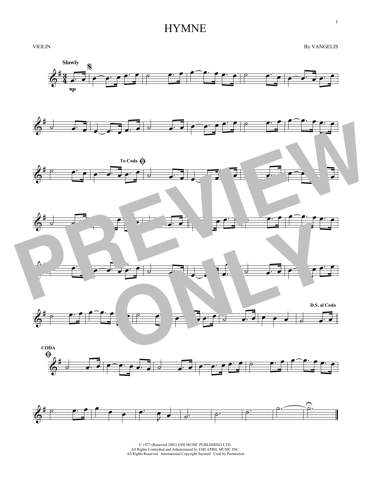 Product gallery: Page 1 of 1 Hymne, Vangelis
