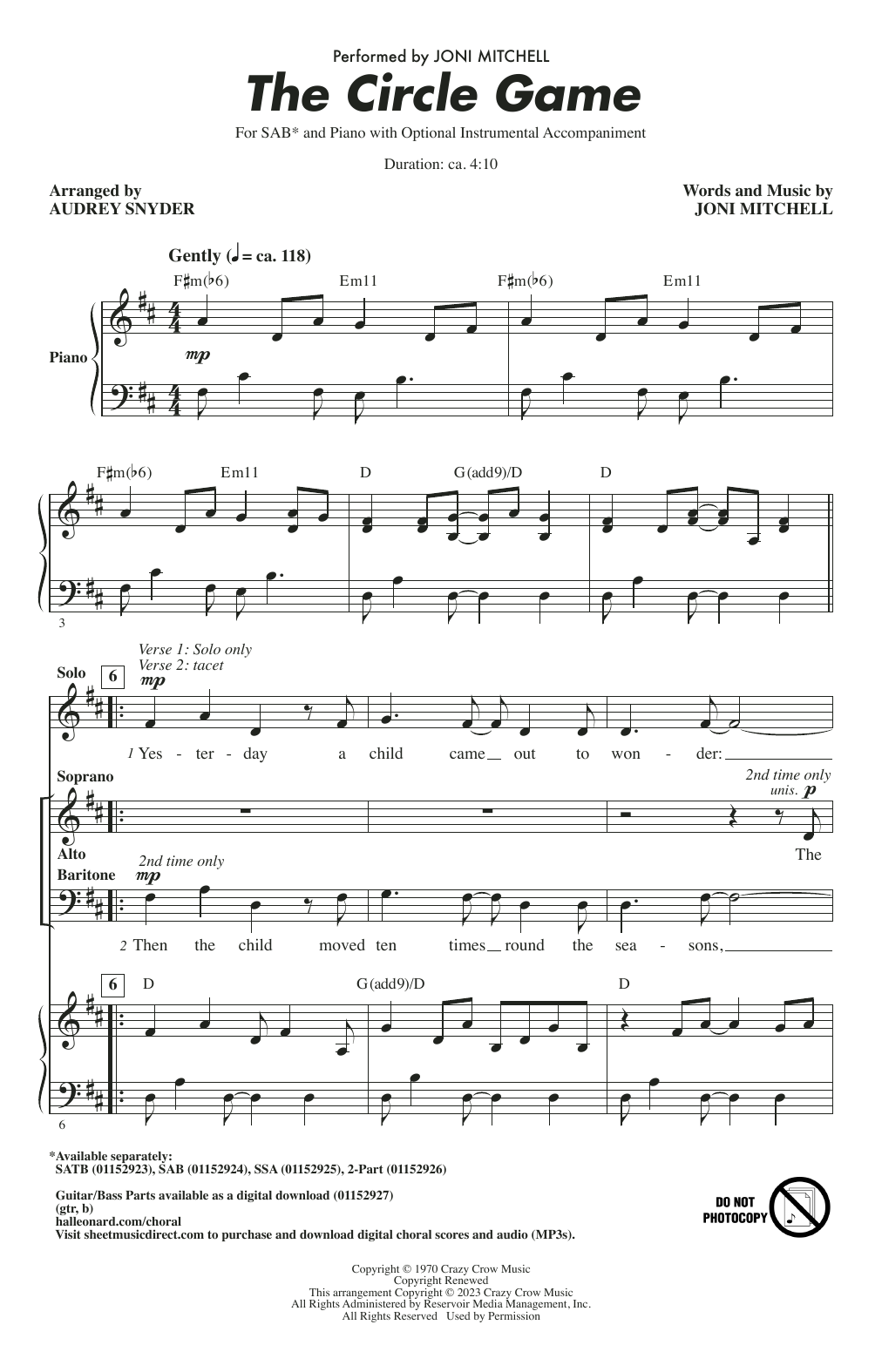Product picture to: The Circle Game (arr. Audrey Snyder)