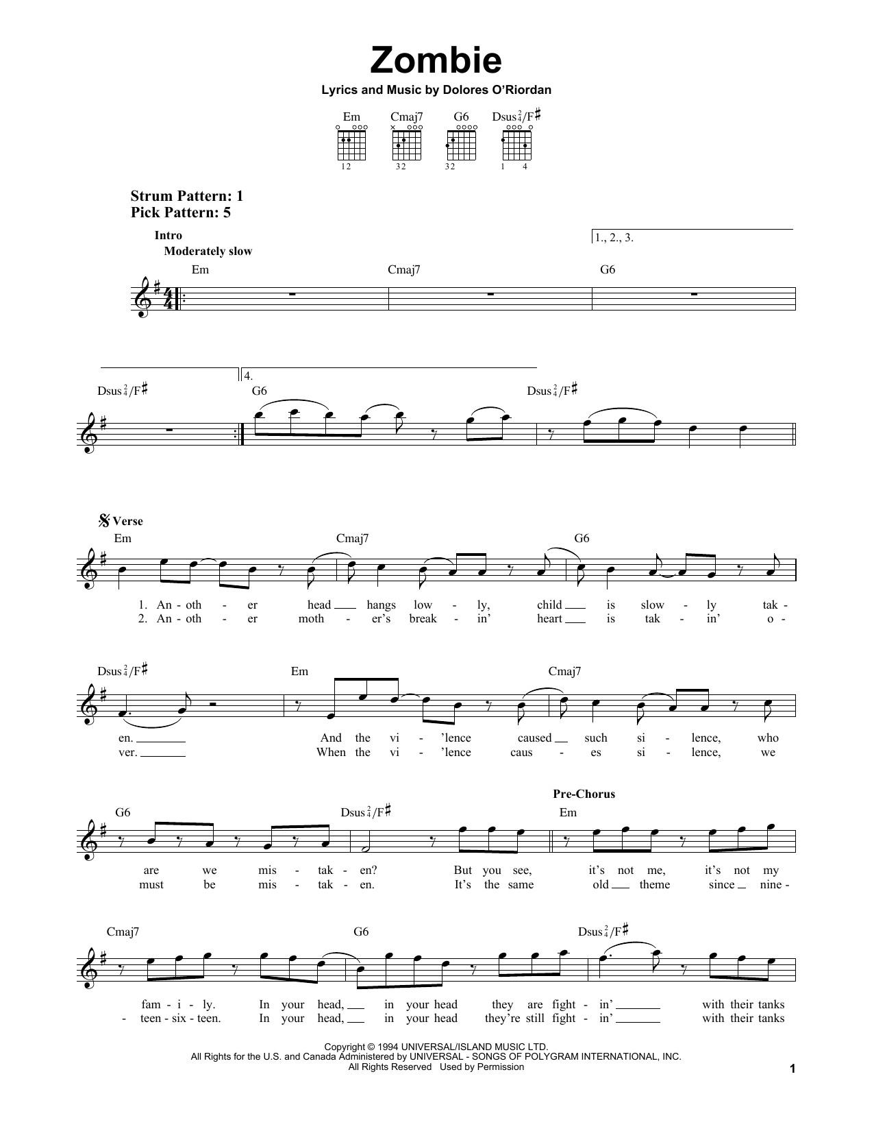 Produktgalerie: Seite 1 von 1 Zombie, The Cranberries, Gitarre