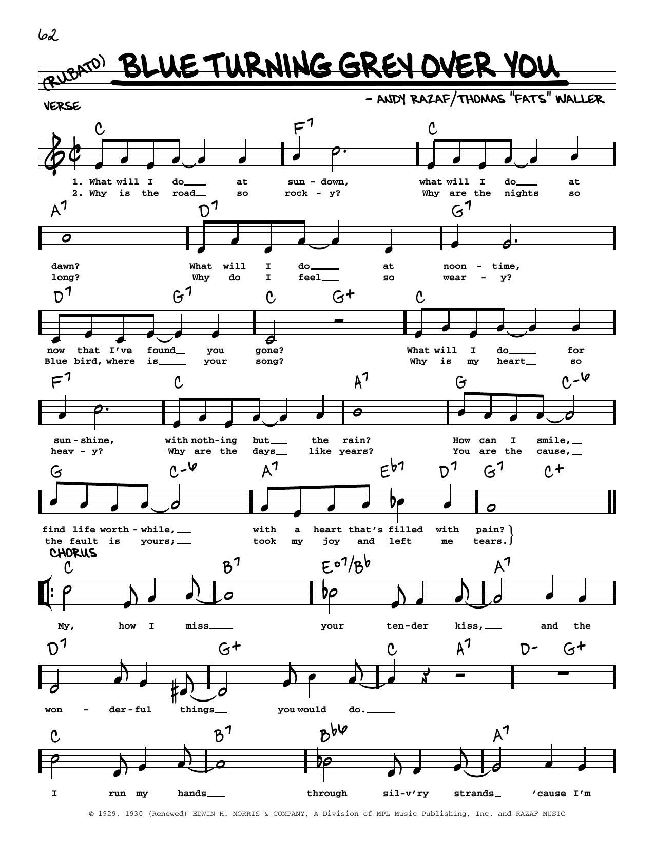 Product picture to: Blue Turning Grey Over You (arr. Robert Rawlins)