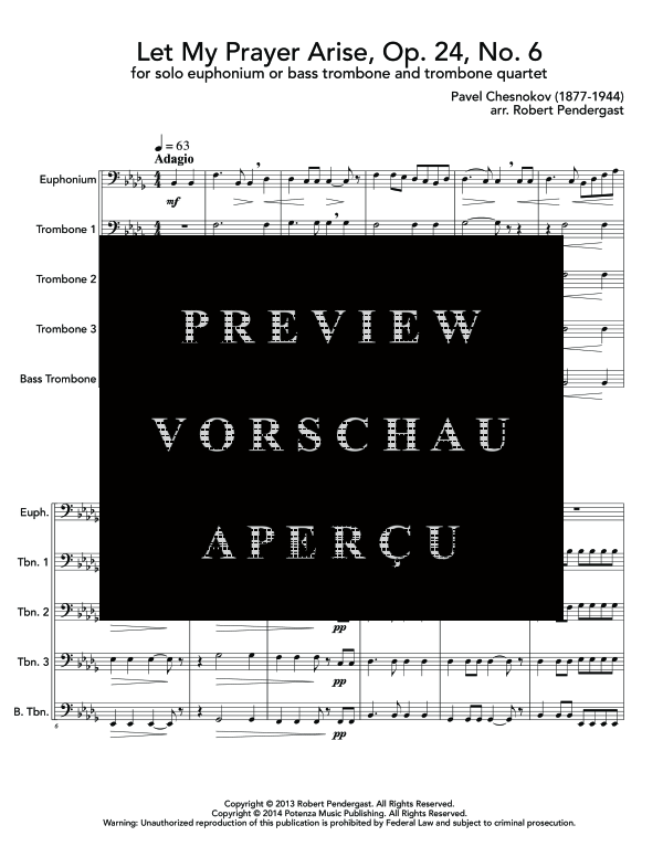 Produktgalerie: Seite 5 von 11 Let My Prayer Arise, Op. 24, No. 6, , (Ensemble Euphonium + Posaunen Quartett)