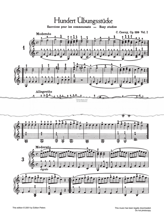 Produktgalerie: Seite 1 von 1 Moderato Op. 139 No. 1, Carl Czerny, Klavier