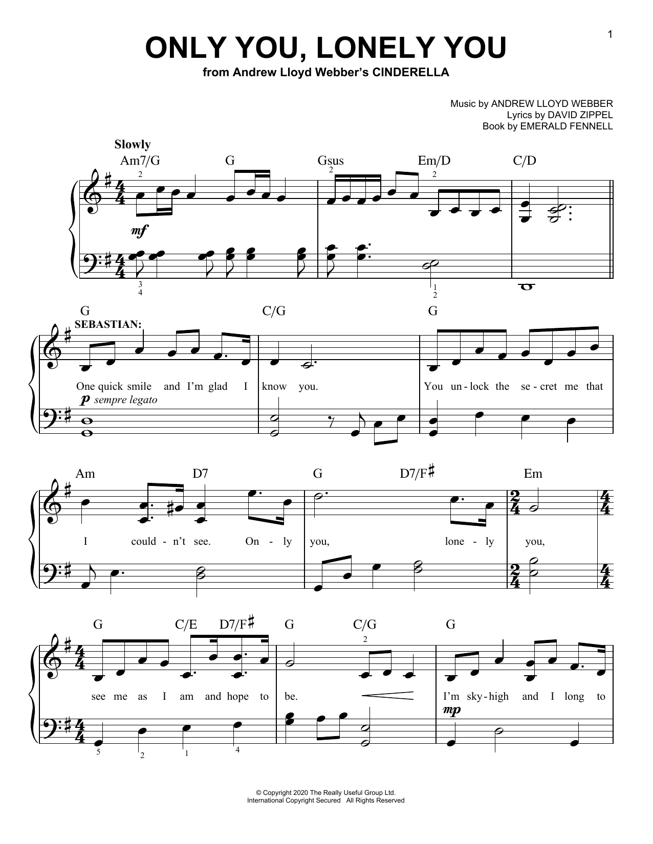 Product picture to: Only You, Lonely You (from Andrew Lloyd Webber's Cinderella)