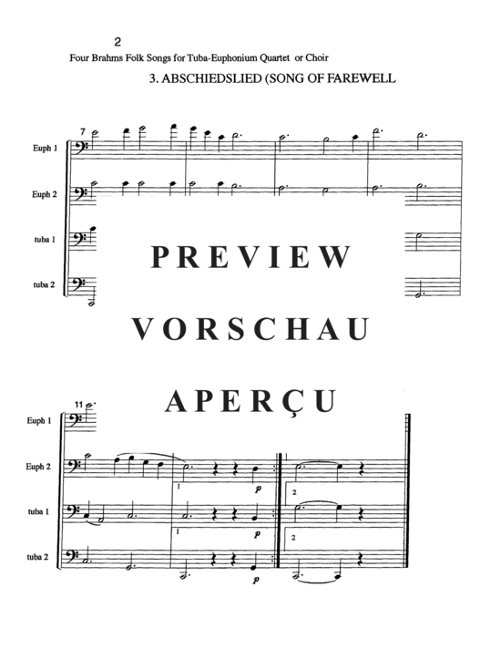 Product gallery: Page 8 of 21 Four Brahms Folk Songs , , (Tuba Quartett EETT)