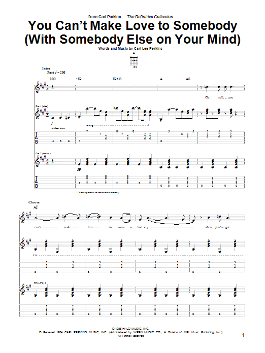 Product gallery: Page 1 of 1 You Can't Make Love To Somebody (With Somebody Else On Your Mind), Carl Perkins