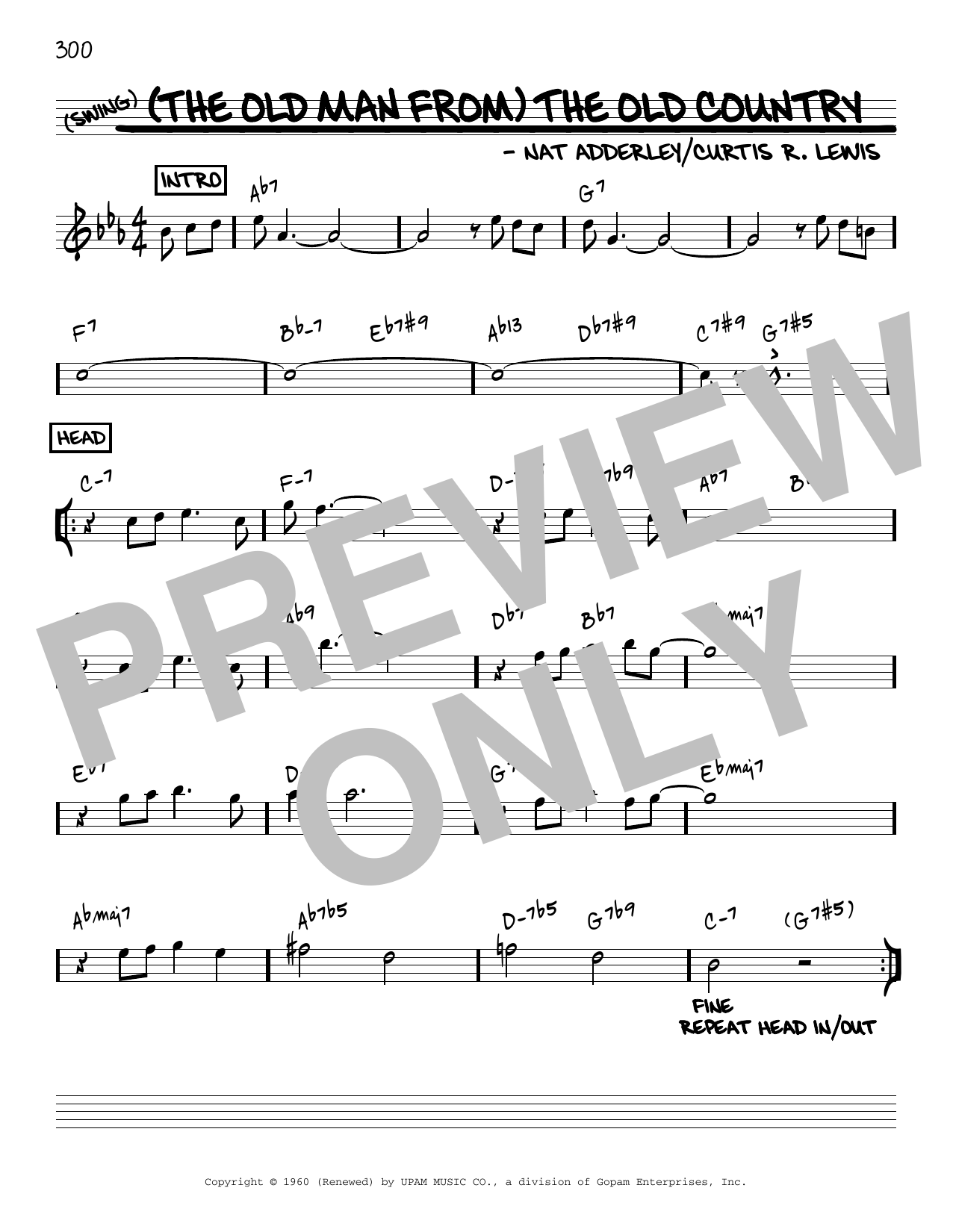 Produktbild zu:  (The Old Man From) The Old Country [Reharmonized version] (arr. Jack Grassel) - Nat Adderley