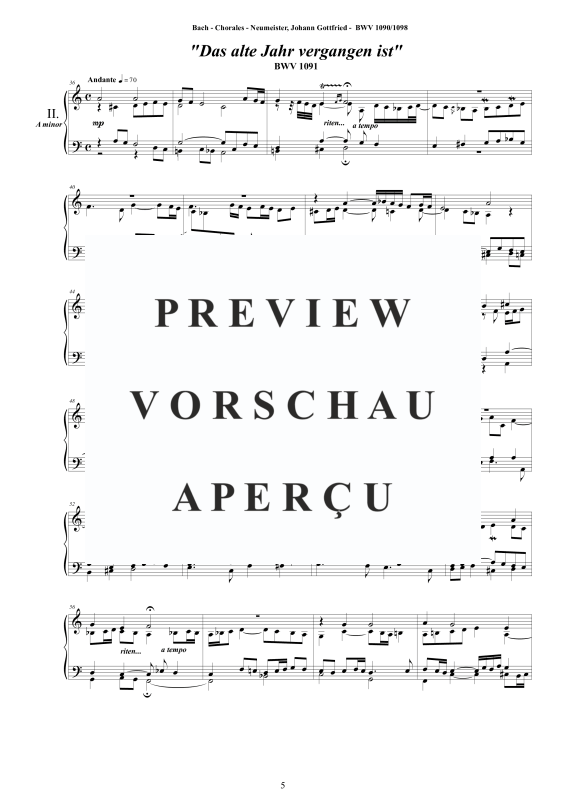 Produktgalerie: Seite 6 von 11 9 Choräle Neumeister BWV 1090 - 1098, , Cembalo/Klavier Solo