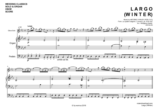 Product picture to: Largo (Winter) Antonio Vivaldi (arr. WO)