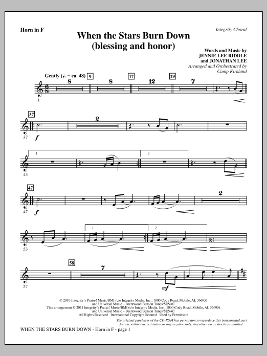 Produktgalerie: Seite 1 von 1 When The Stars Burn Down (Blessing And Honor) - F Horn, Camp Kirkland, Chor