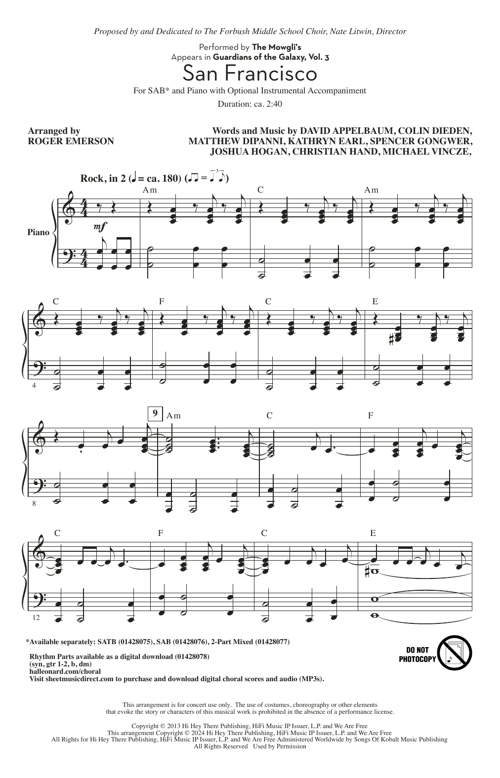 Produktbild zu: San Francisco (arr. Roger Emerson)