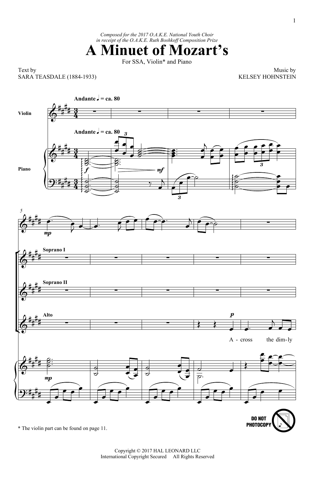 Produktgalerie: Seite 1 von 1 A Minuet Of Mozart's, Kelsey Hohnstein-Reinhart, Chor