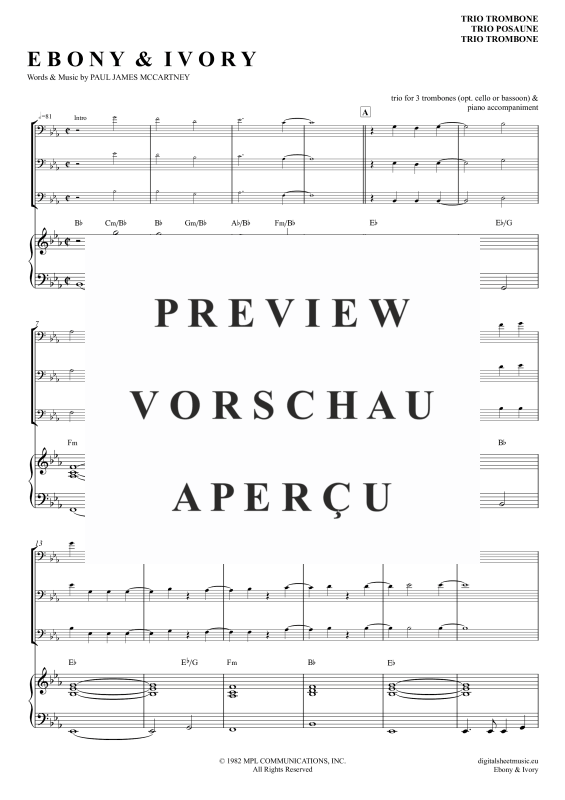 Produktgalerie: Seite 2 von 11 Ebony And Ivory, McCartney, Paul/Wonder, Stevie, (Posaunen Trio + Klavier)