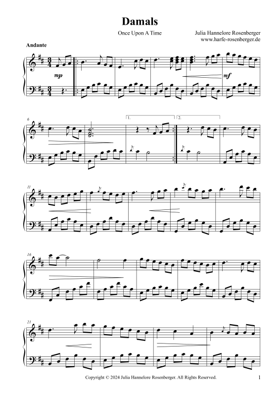 gallery: Damals, , (solo for hook or pedal harp / piano)