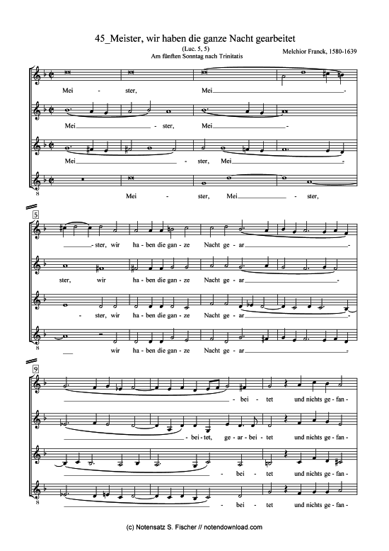 Product picture to: Meister, wir haben die ganze Nacht gearbeitet Melchior Franck (1580-1639)