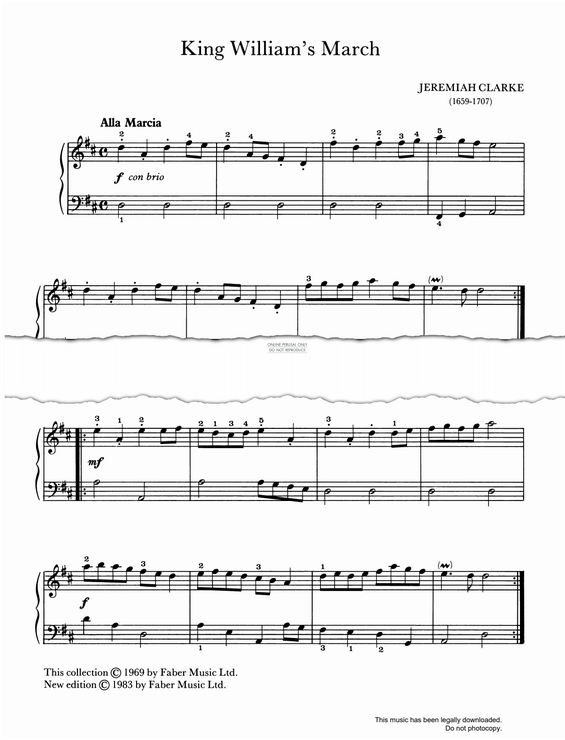 Produktgalerie: Seite 1 von 1 King William's March, Jeremiah Clarke, Klavier
