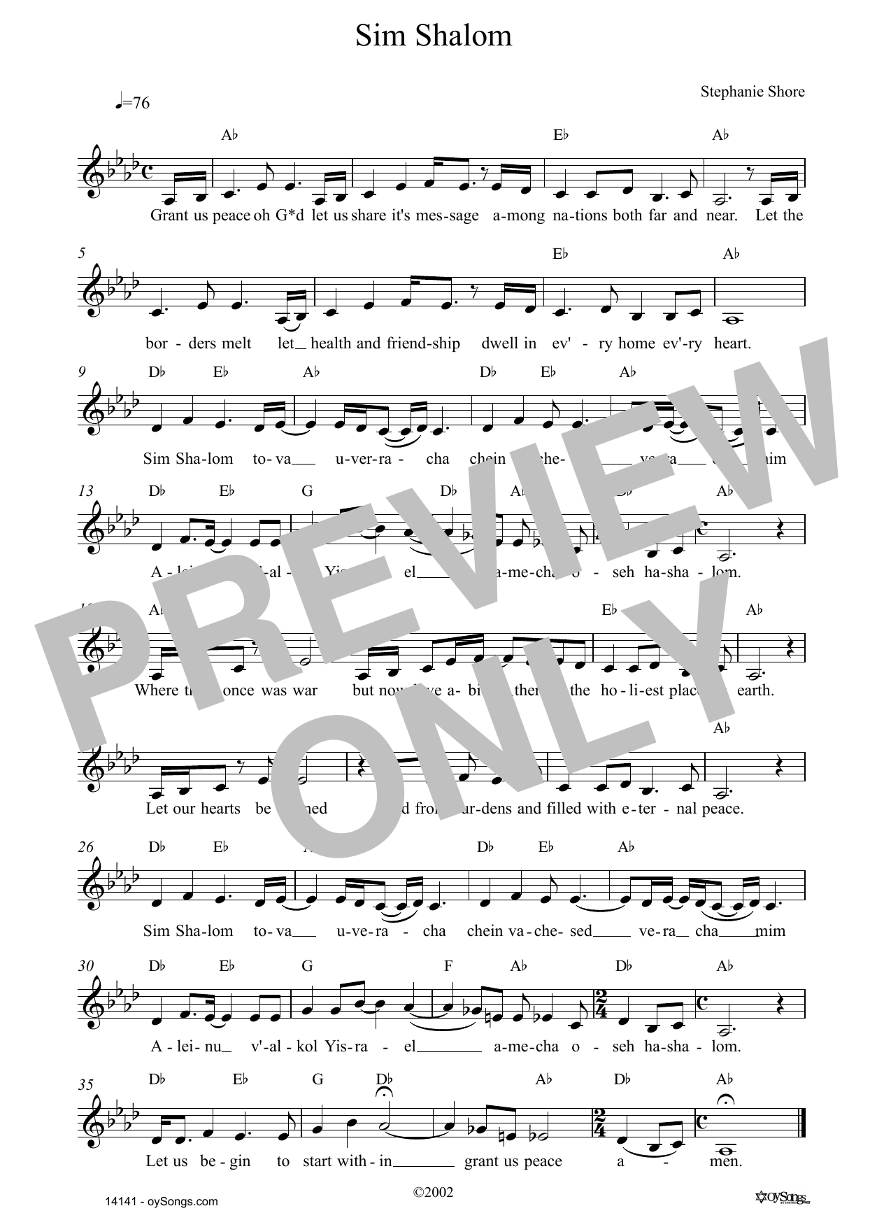 Produktgalerie: Seite 1 von 1 Sim Shalom, Stephanie Shore, Melodieinstrument