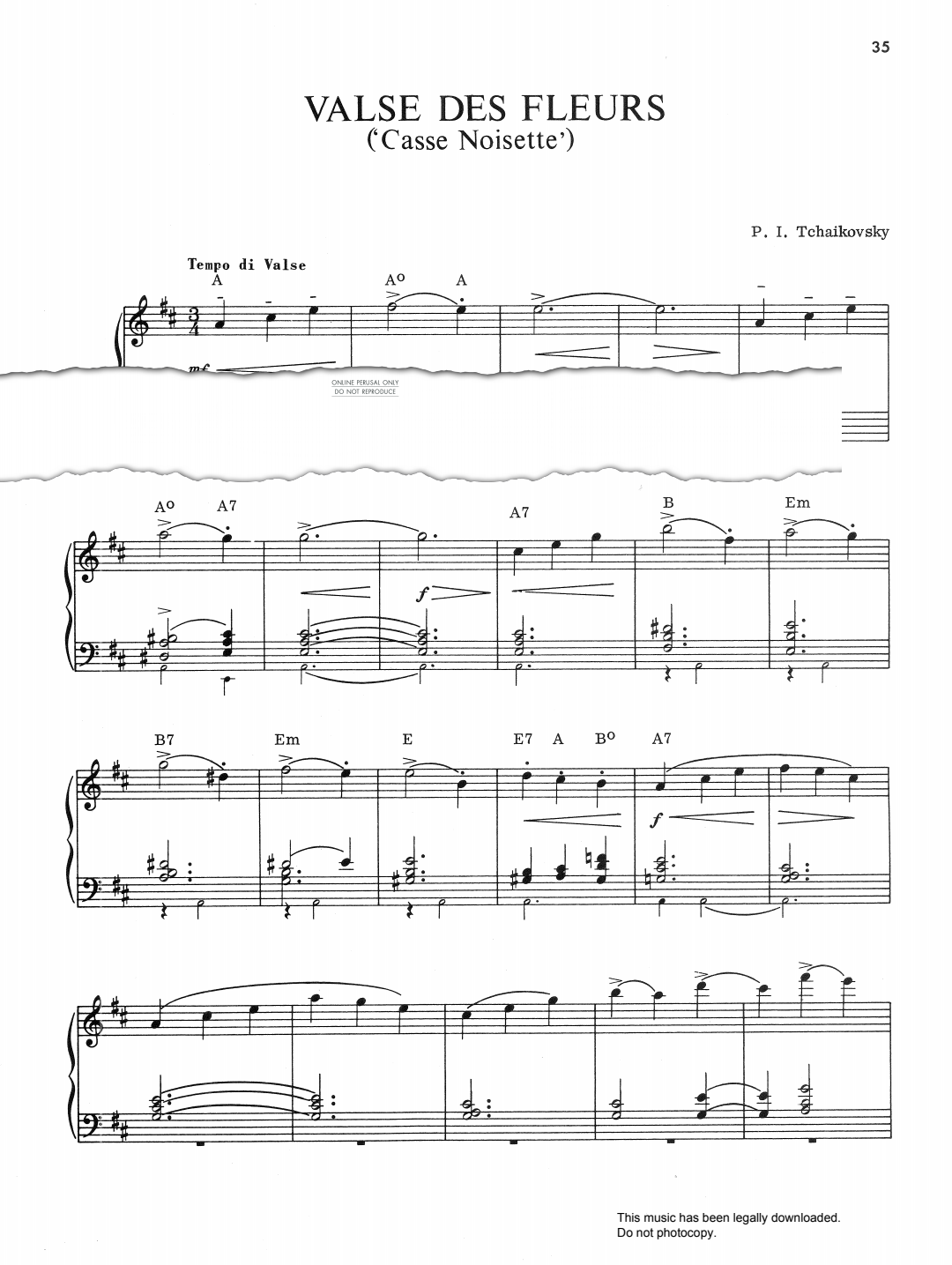 Valse Des Fleurs Pyotr Ilyich Tchaikovsky Sheet Music Piano Pdf