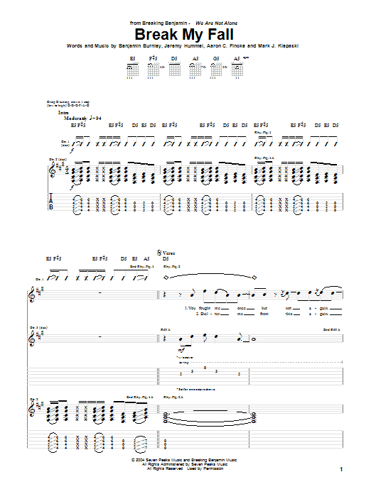 Produktgalerie: Seite 1 von 1 Break My Fall, Breaking Benjamin, Gitarre