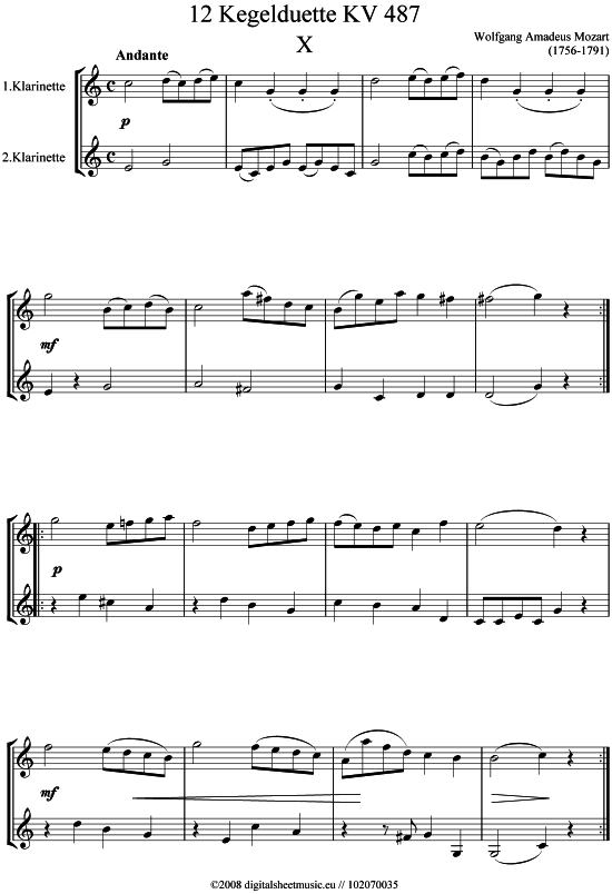 Product picture to: Kegelduette KV 487 Nr. 10Wolfgang Amadeus Mozart (1756-1791)