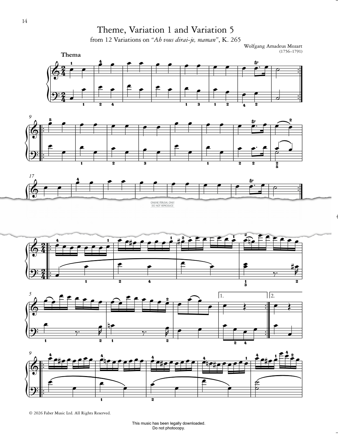 Produktbild zu: Theme, Var. 1 and Var. 5 (from 12 Variations on "Ah vous dirai-je, maman", K. 265)