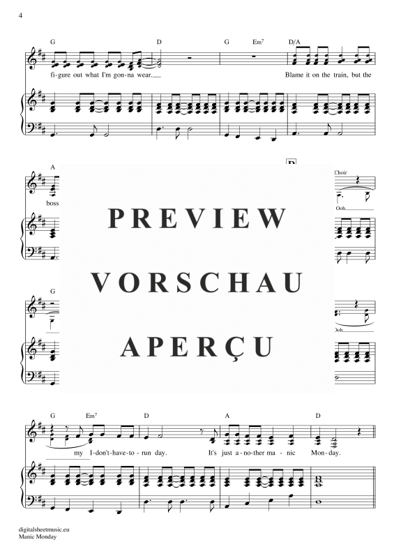 gallery: Manic Monday , Bangles, Voice with Piano Accompaniment