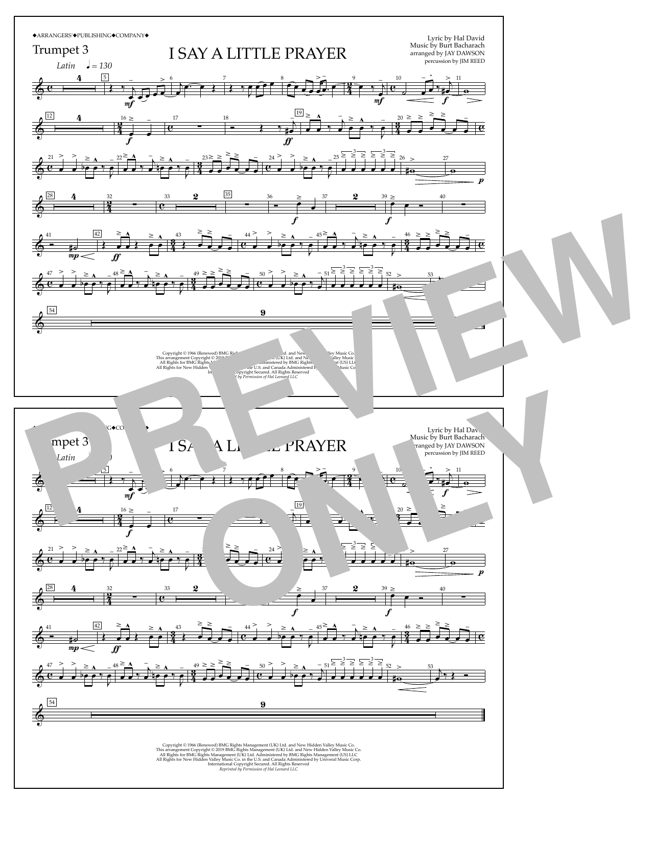 Produktbild zu: I Say a Little Prayer (arr. Jay Dawson) - Trumpet 3