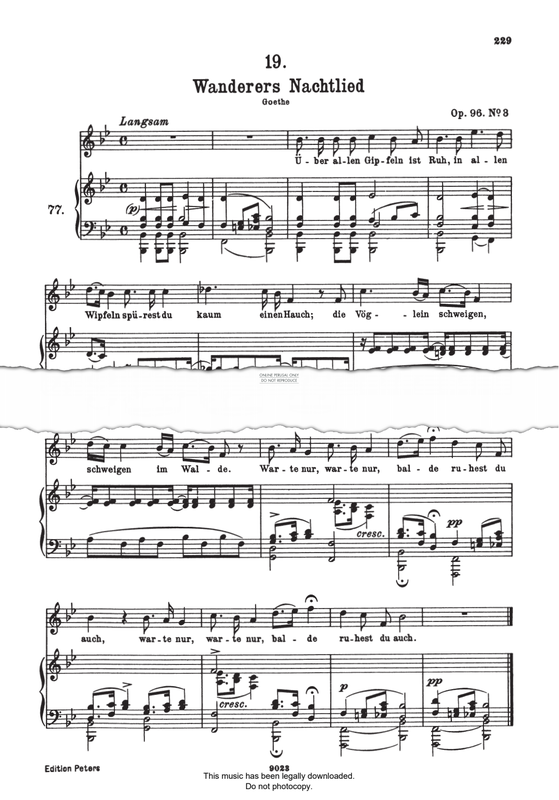 Produktgalerie: Seite 1 von 1 Wandrers Nachtlied Op.96/3 D768, Franz Schubert, Gesang, Klavier