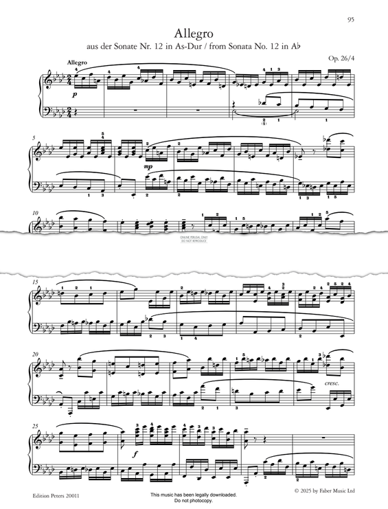Produktgalerie: Seite 1 von 1 Allegro (4th movt from Sonata No. 12, Op. 26), Ludwig van Beethoven, Klavier