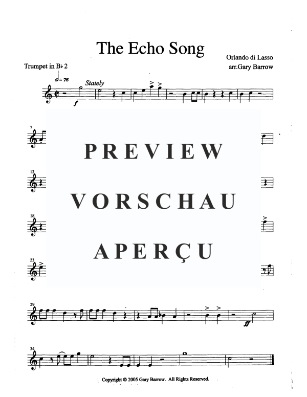 Produktgalerie: Seite 10 von 11 The Echo Song, , Blechbläser Oktett - 2 Trompeten, 2 Hörner und 4 Posaunen