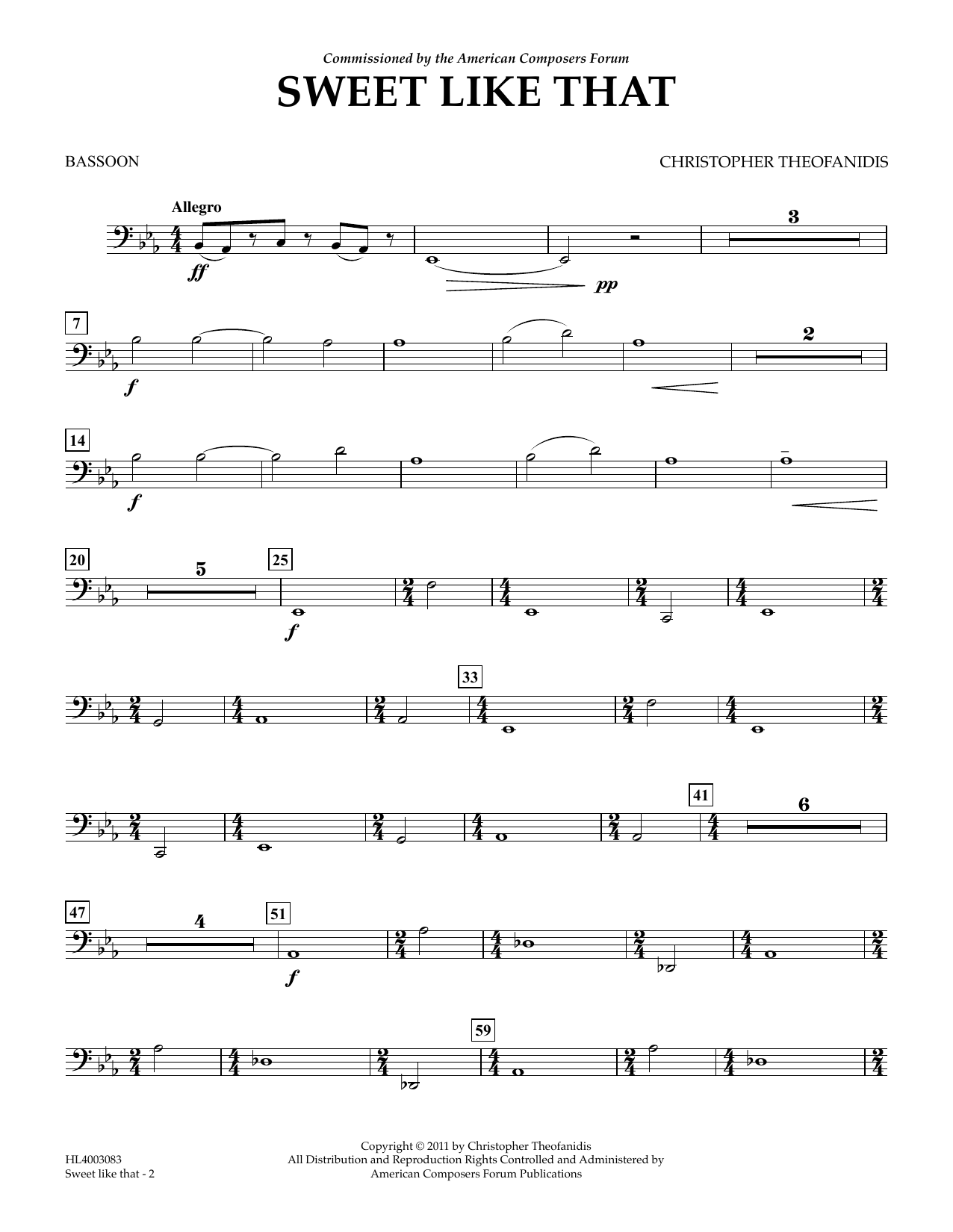 Produktgalerie: Seite 1 von 1 Sweet like that - Bassoon, Christopher Theofanidis, Ensemble