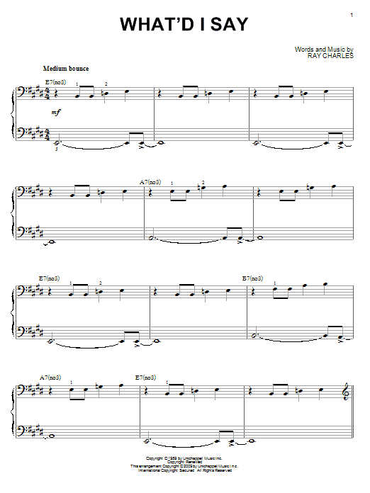 Product gallery: Page 1 of 1 What'd I Say (arr. Brent Edstrom), Ray Charles