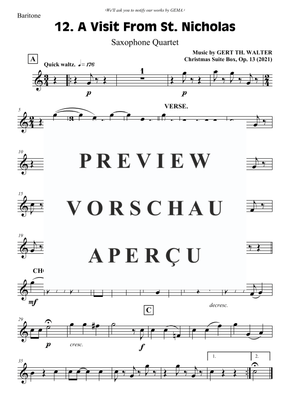 Produktgalerie: Seite 10 von 10 A Visit From St. Nicholas, , Saxophon Quartett S/A A T B/T