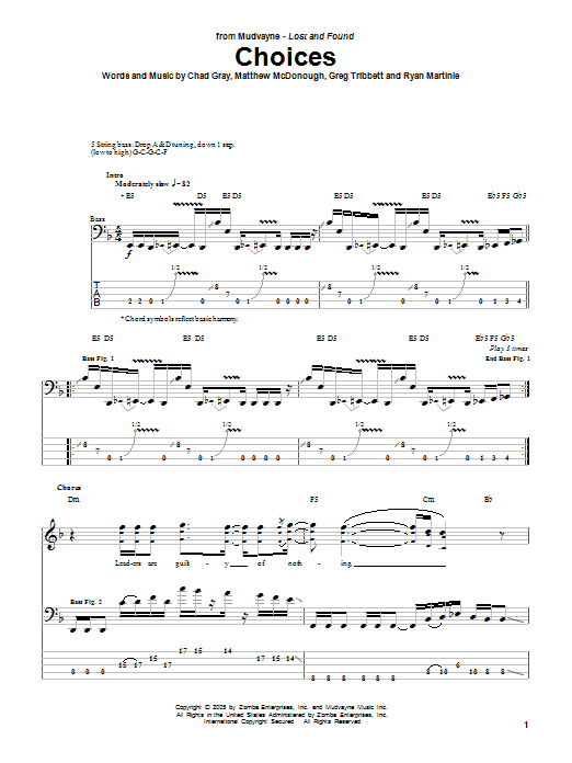 Produktgalerie: Seite 1 von 1 Choices, Mudvayne, E-Bass