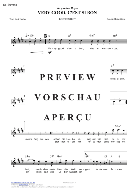 Produktgalerie: Seite 7 von 11 Very good, c'est si bon , Boyer, Jacqueline, (Melodie-Stimmen in C/B/Es)