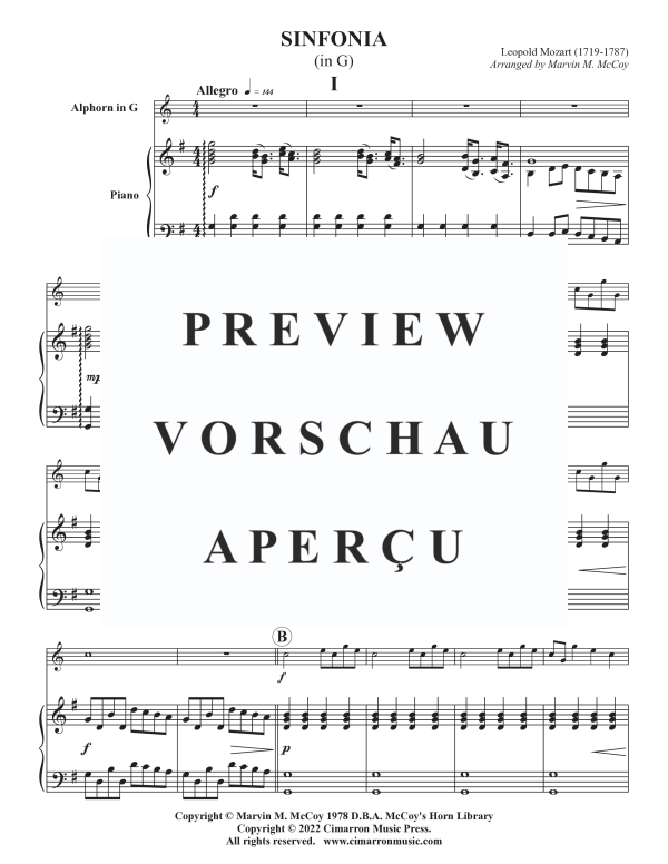 Produktgalerie: Seite 3 von 11 Sinfonia in G, , Alphorn in G und Klavier