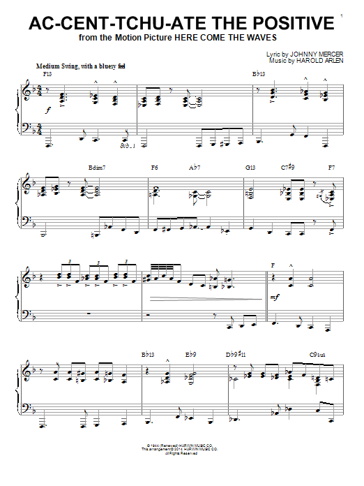 Product picture to: Ac-cent-tchu-ate The Positive [Jazz version] (arr. Brent Edstrom)