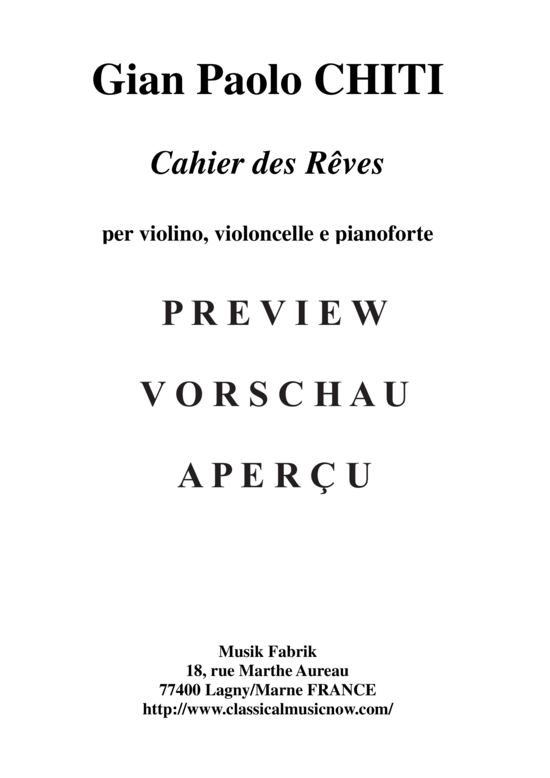 Product gallery: Page 6 of 14 Cahier des Rêves , , (violin, cello + piano)