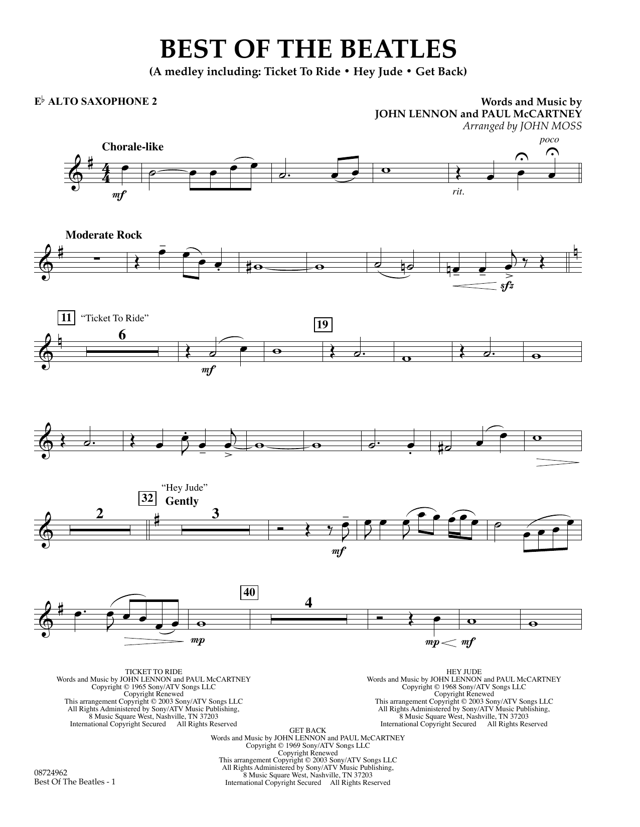Produktgalerie: Seite 1 von 1 Best of the Beatles - Eb Alto Saxophone 2, John Moss, Ensemble