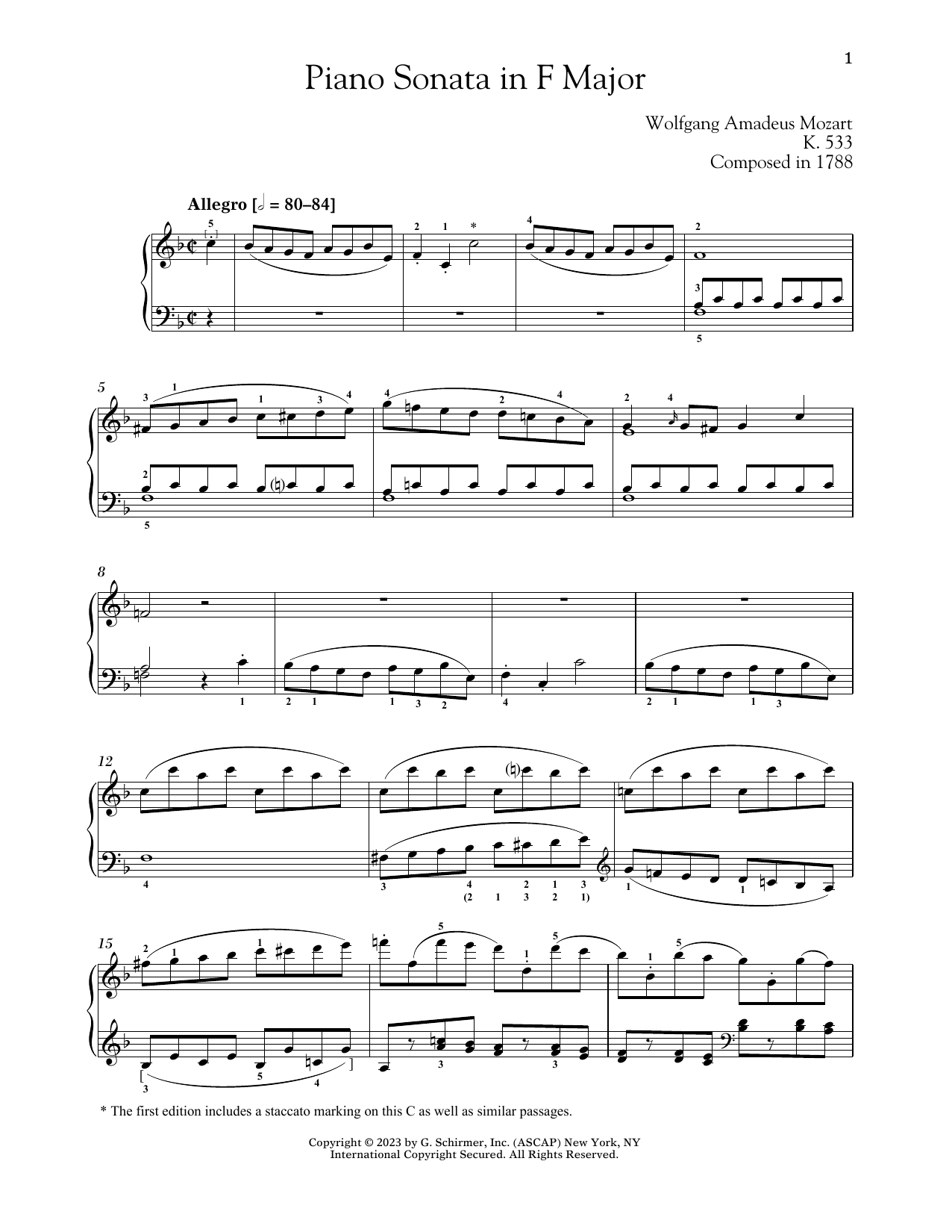 Produktbild zu: Piano Sonata In F Major, K. 533/494