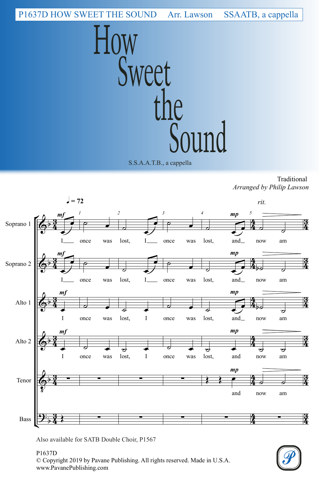 Produktbild zu: How Sweet the Sound (arr. Philip Lawson)
