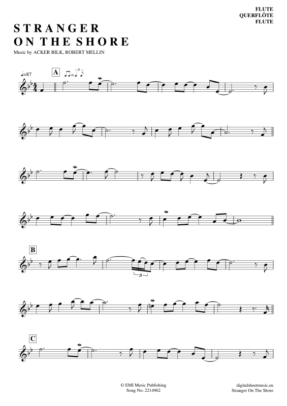 Product gallery: Page 1 of 3 Stranger On The Shore , Bilk, Acker, (transverse flute)