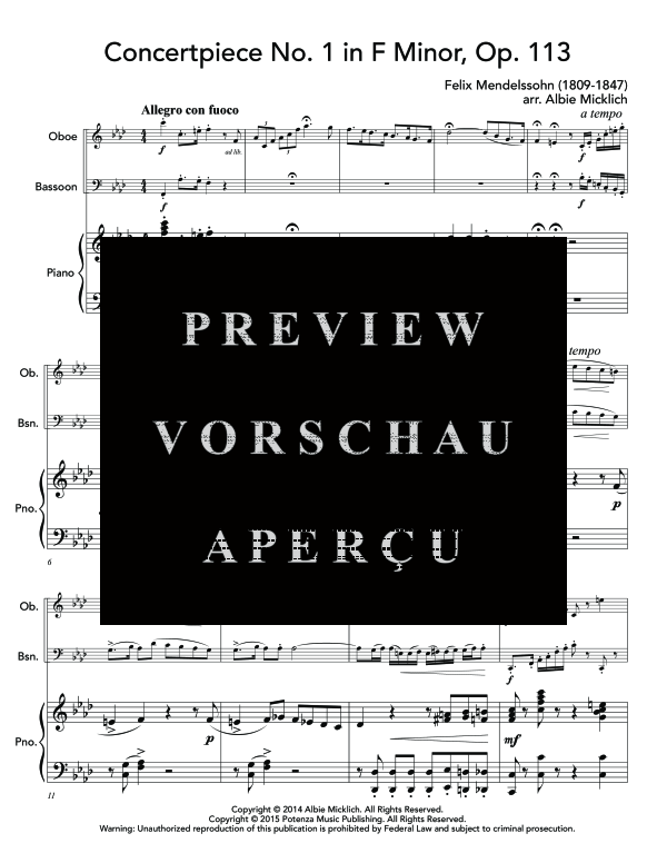 Produktgalerie: Seite 5 von 11 Concertpiece No. 1, , (Trio Oboe, Fagott und Klavier)