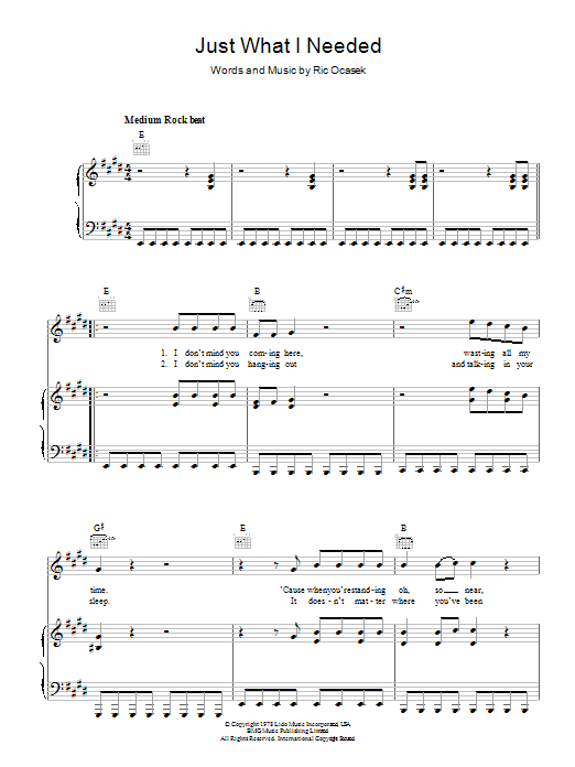 Produktgalerie: Seite 1 von 1 Just What I Needed, The Cars, Gesang, Gitarre, Klavier
