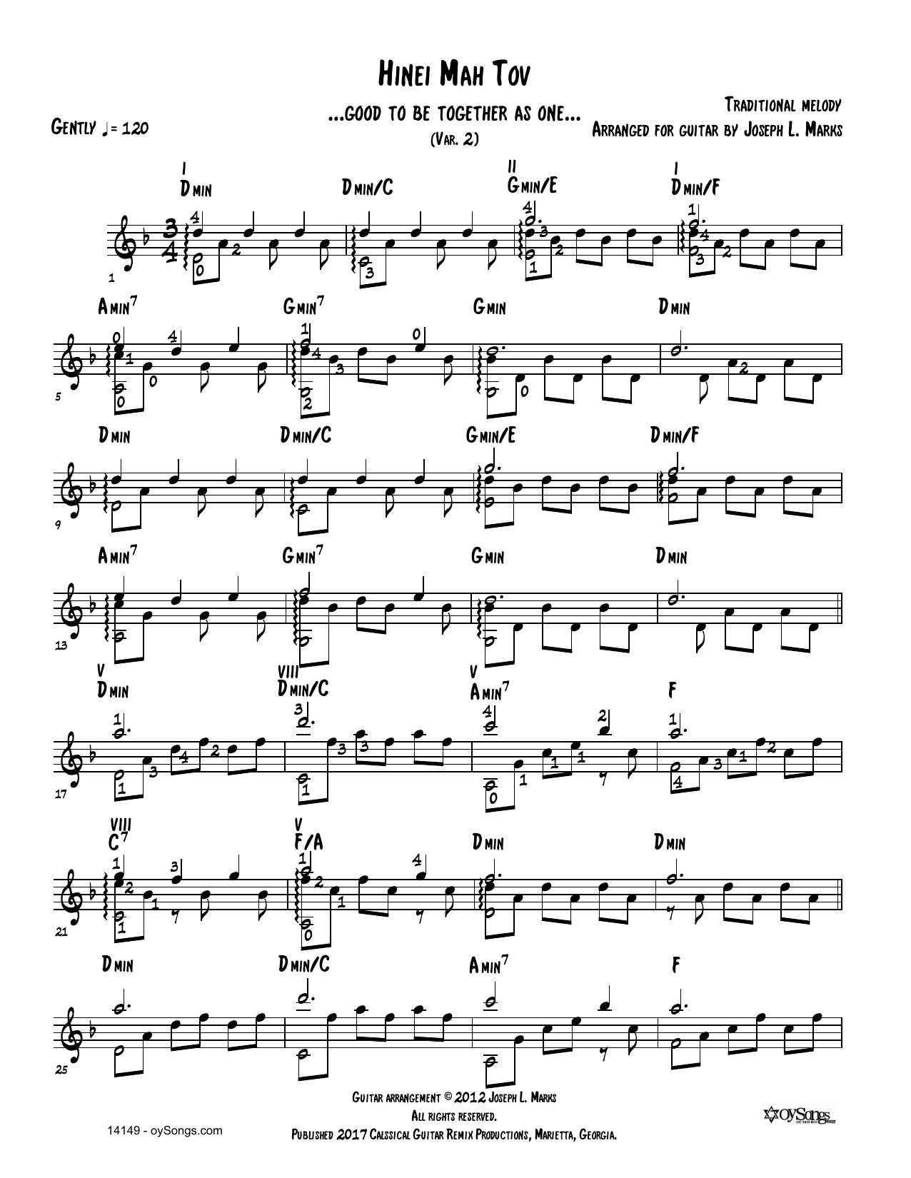 Produktbild zu: Hinei Mah Tov Var 2 (arr. Joe Marks)
