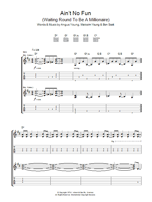 Produktgalerie: Seite 1 von 1 Ain't No Fun (Waiting Around To Be A Millionaire), AC/DC, Gitarre