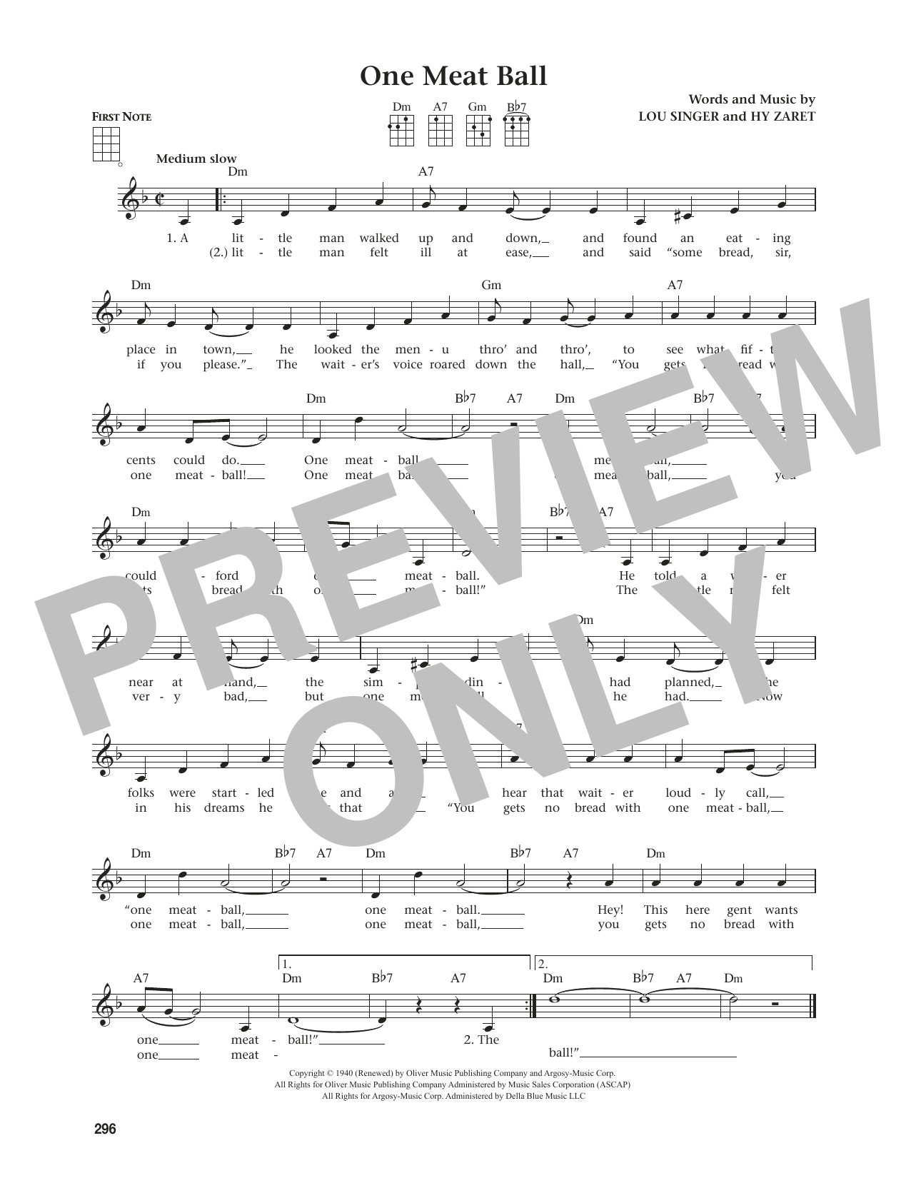 Produktgalerie: Seite 1 von 1 One Meat Ball (from The Daily Ukulele) (arr. Jim Beloff), Andrews Sisters, Ukulele