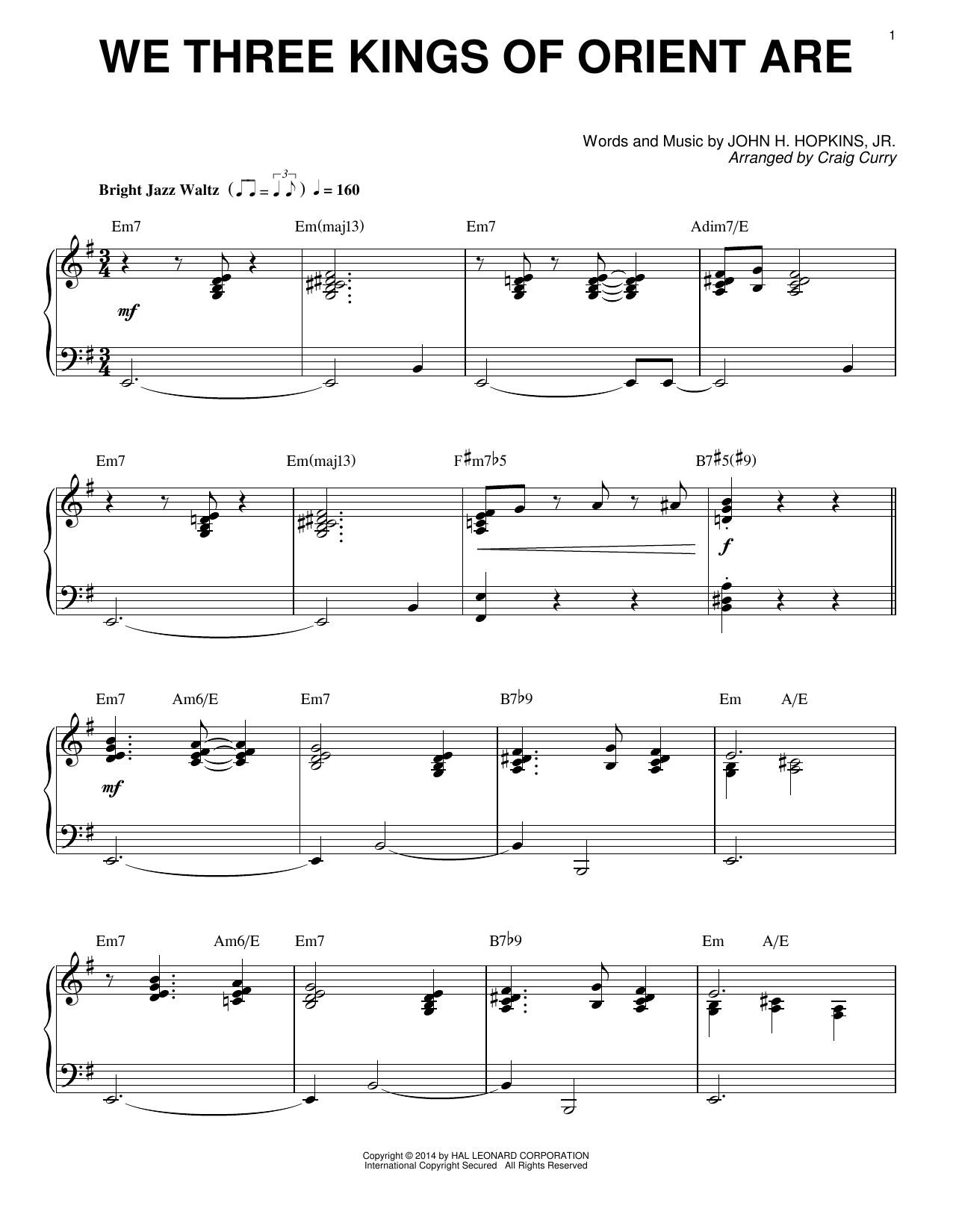 Product picture to: We Three Kings Of Orient Are (arr. Craig Curry)